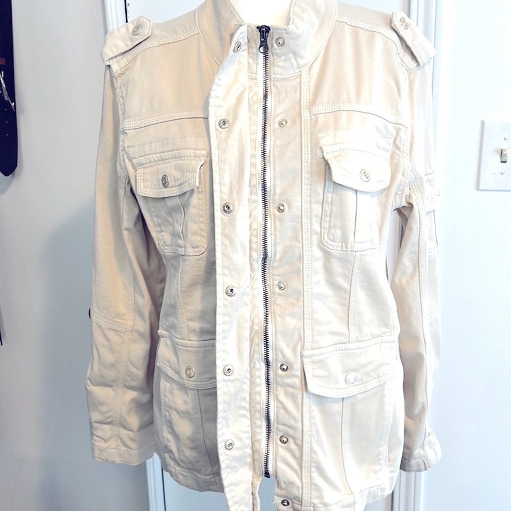 NWT Kensie Cream Utility Jacket with Stand-Up Collar